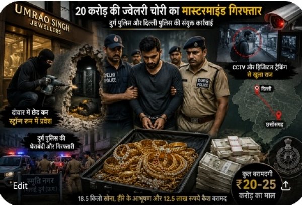 “दीवार तोड़कर स्ट्रॉन्ग रूम में घुसा, 25 करोड़ का खजाना समेटा… 96 घंटे बाद भिलाई से धराया ‘मेगा हेइस्ट’ का मास्टरमाइंड”