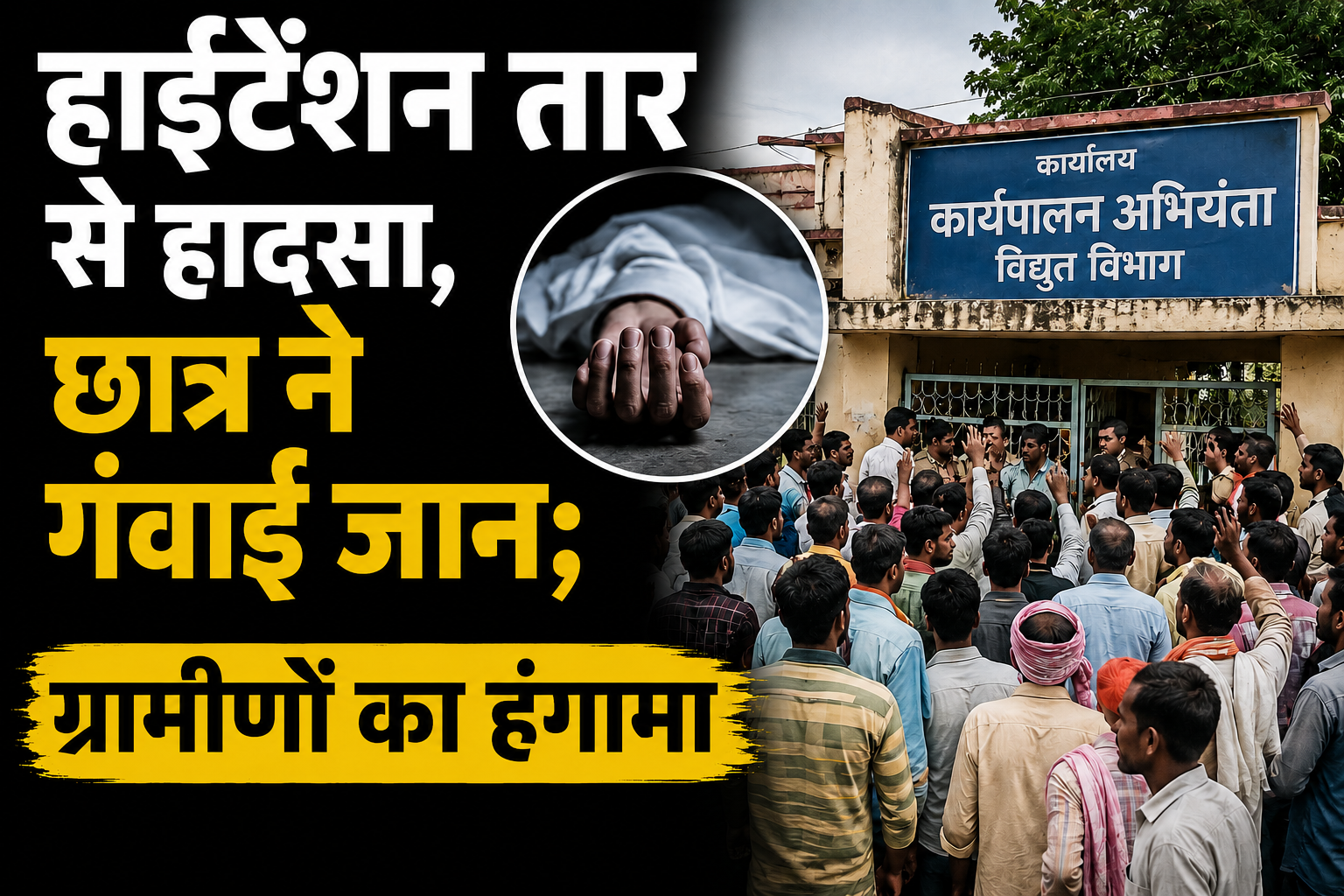 हाईटेंशन तार से हादसा, छात्र ने गंवाई जान; मुआवजे की मांग को लेकर ग्रामीणों का हंगामा, बिजली कार्यालय का घेराव